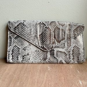 80s Mossimo Gold Metallic Snakeskin Envelope Clutch Purse